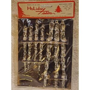 Vintage Montgomery Ward 7 Bead Holiday Trim White Icicle Ornaments! RARE 1950s
